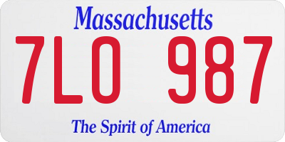 MA license plate 7LO987