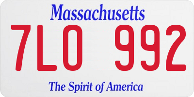 MA license plate 7LO992