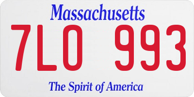MA license plate 7LO993