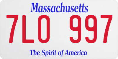 MA license plate 7LO997