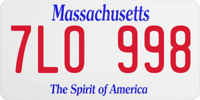 MA license plate 7LO998