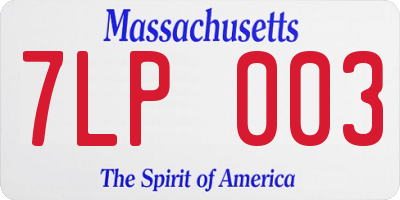 MA license plate 7LP003