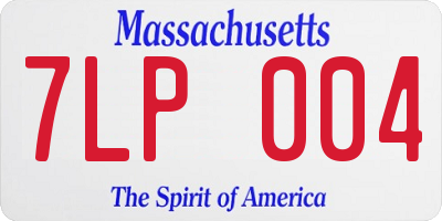 MA license plate 7LP004