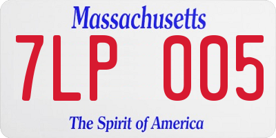 MA license plate 7LP005
