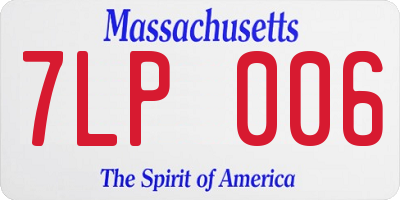MA license plate 7LP006