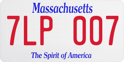 MA license plate 7LP007