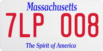 MA license plate 7LP008