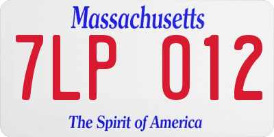 MA license plate 7LP012