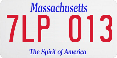 MA license plate 7LP013