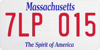 MA license plate 7LP015