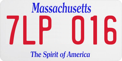 MA license plate 7LP016