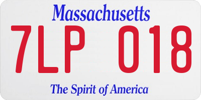 MA license plate 7LP018
