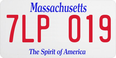 MA license plate 7LP019