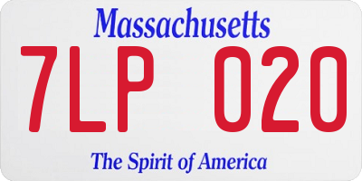 MA license plate 7LP020