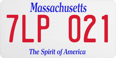 MA license plate 7LP021