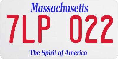 MA license plate 7LP022