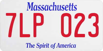 MA license plate 7LP023
