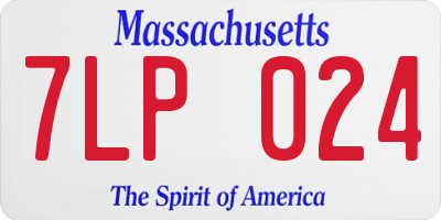 MA license plate 7LP024