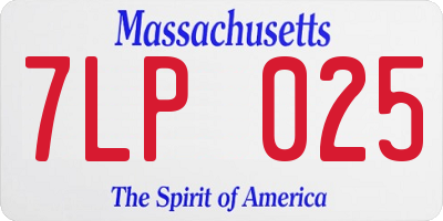 MA license plate 7LP025