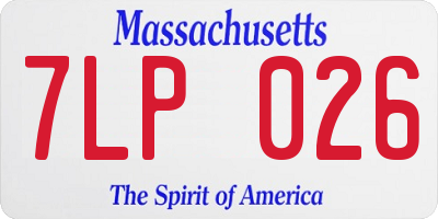 MA license plate 7LP026