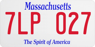 MA license plate 7LP027