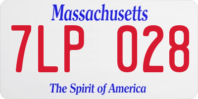MA license plate 7LP028