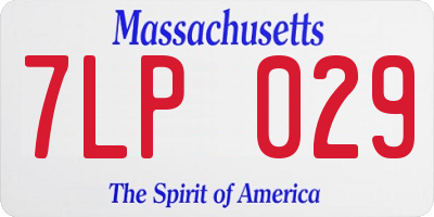MA license plate 7LP029