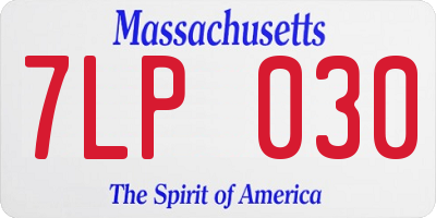 MA license plate 7LP030