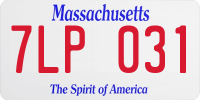 MA license plate 7LP031