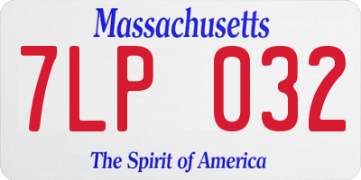 MA license plate 7LP032