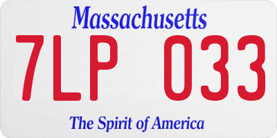 MA license plate 7LP033