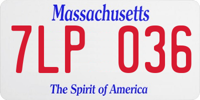 MA license plate 7LP036
