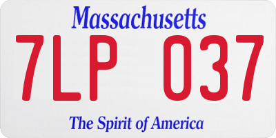 MA license plate 7LP037
