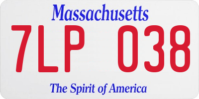 MA license plate 7LP038