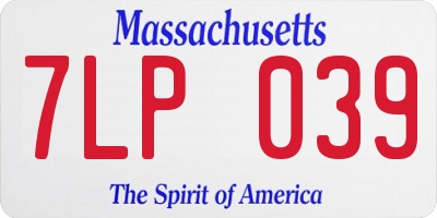MA license plate 7LP039