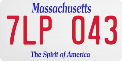 MA license plate 7LP043
