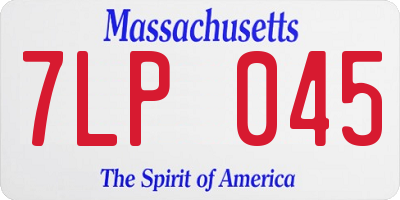 MA license plate 7LP045