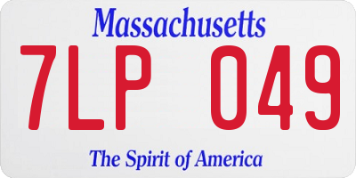 MA license plate 7LP049