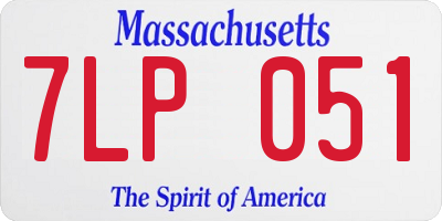 MA license plate 7LP051