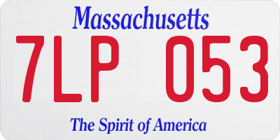 MA license plate 7LP053