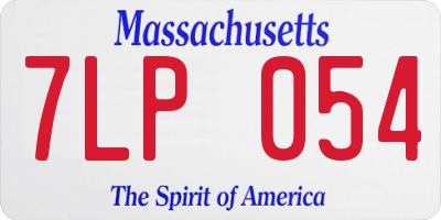 MA license plate 7LP054