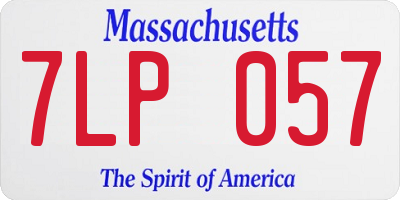 MA license plate 7LP057