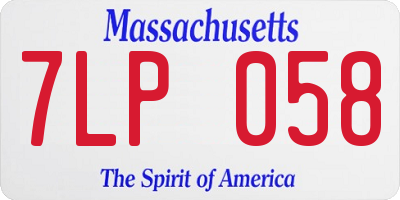 MA license plate 7LP058