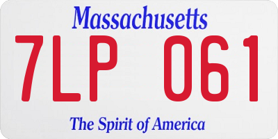 MA license plate 7LP061
