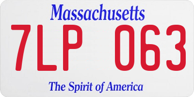 MA license plate 7LP063
