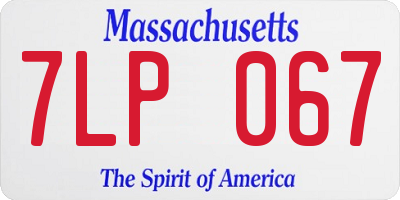 MA license plate 7LP067