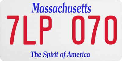 MA license plate 7LP070