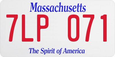 MA license plate 7LP071