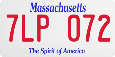 MA license plate 7LP072