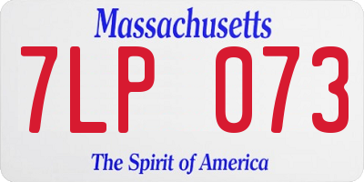 MA license plate 7LP073